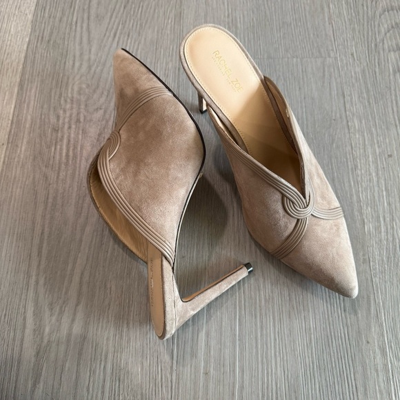 Rachel Zoe Beige Lianne Suede Stiletto Pointed Mules 10 - Picture 2 of 8